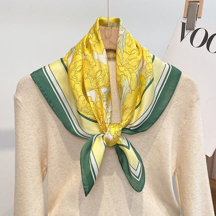 70cm Imitation Silk Square Scarf Fashion All-match Silk Scarf Professional Scarf Korean Style Neck Protection Scarf Decorative Small Square Scarf