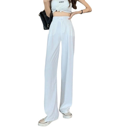 Autumn Korean Style Drapey Suit Pants Wide-Leg Pants for Women High-Waisted Loose Casual Floor-Length Wide-Leg Trousers