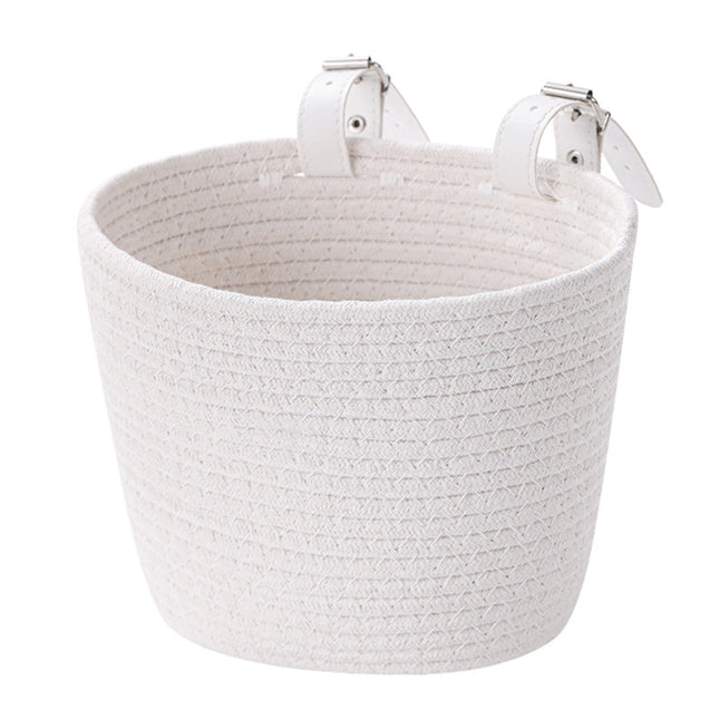 Hand-woven cotton rope children's bicycle front basket basket can put snacks toy basket foldable hanging basket