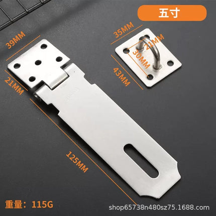 Stainless Steel Latch Lock Door Nose Wooden Door Surface-Mounted Bolt 90-Degree Right Angle Lock Plate Door Buckle Door Bolt Door Lock with Lock