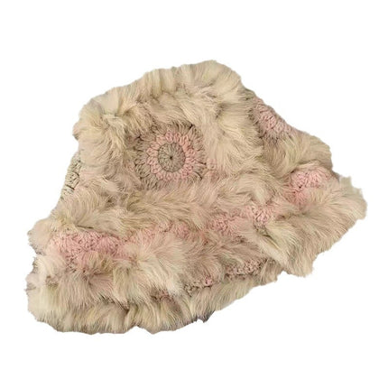 Autumn and Winter New Real Rex Rabbit Fur Knitted Hat All-match Tiger Head Lion Hats Warm Furry Face Show Girl