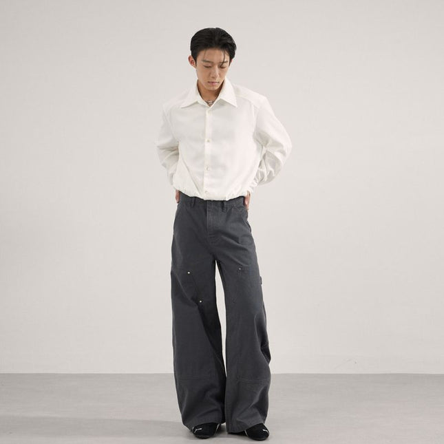 Jiamu American High Street Patchwork Multi-Pocket Baggy Unisex Versatile Scimitar Casual Pants Unisex Wide-Leg Loose