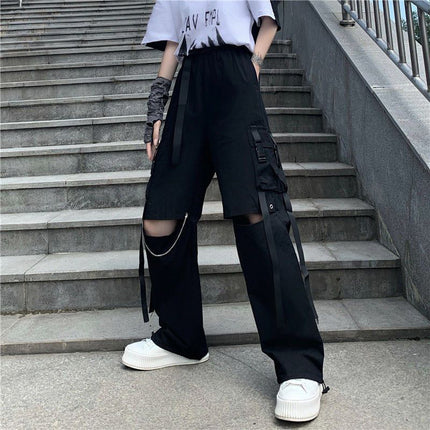2025 Summer Hot Girl High Waist Overalls Women's American Design Niche Straight-Leg Loose Wide Leg Pants Leggings