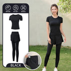Black [short-sleeved] two-piece set (black pants) upgraded version---crazy sale / M