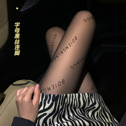 Guangzhou Baihui women's fishing net socks anti-hook silk thin love black silk long one-in-one socks European and American jk pantyhose wholesale