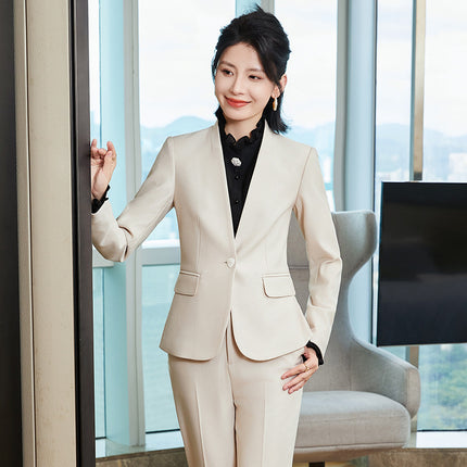 Khaki Suit Women's 2024 Autumn and Winter Fashion Green Business Wear European and American Casual Wide Long Two-Piece Suit