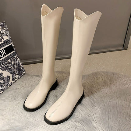 Long Boots for Women, Large Sizes 41 to 43, Knee-High Riding Boots, New Thick-Leg Wide-Calf Brown Boots for Wide Legs