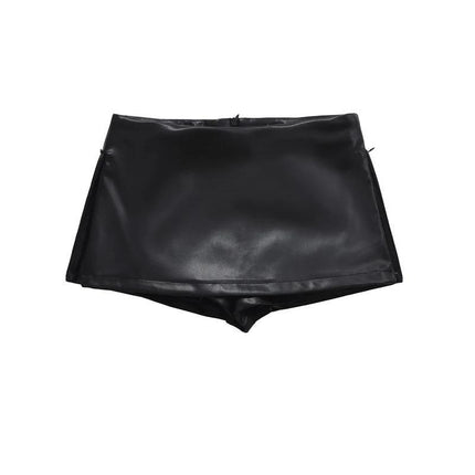 2025 New Cross-Border Dropshipping Black Mini Skirt Elegant Korean Fashion Leather Skirt Cross-Border Dropshipping