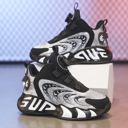 Boys' Shoes Spring 2026 New Model Children's Rotating Buckle Sneakers for Older Kids Breathable Boys' Running Basketball Shoes
