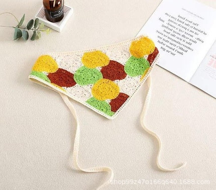Hot Girl Internet Celebrant Photo Flower French Style Triangle Scarf Headscarf Women's Cute Knitted Hair Band Silk Scarf High-grade Headwear Summer