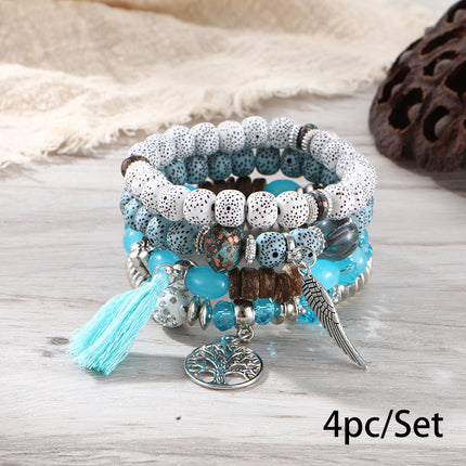 European and American Cross-Border Hot-Selling New Bohemian Bracelets Creative Tassel Multi-Layer Beaded Bracelets Fashion Jewelry