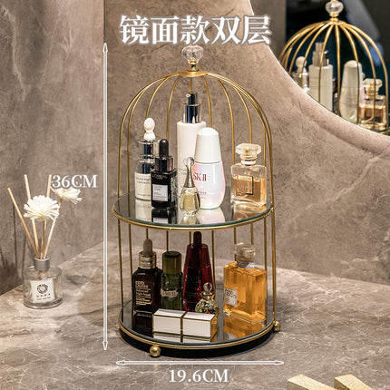 Wrought Iron Bathroom Cosmetics Storage Box Desktop Lipstick Storage Rack Skin Care Products Toilet Bird Cage Storage Rack Table