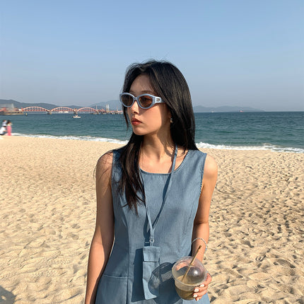 Huang Zheng Sleeveless Slim-fit Pocket dress with Mobile Phone Bag Women's 2025 Summer Elegant 520328