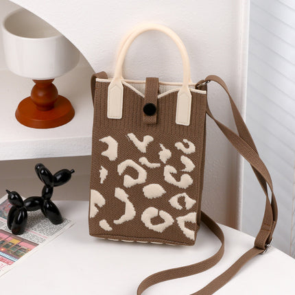Knitted Bag New Casual Women's Fashionable Korean Style Fashionable Portable Niche Single Shoulder Crossbody Mobile Phone Bag Adjustable Shoulder Strap