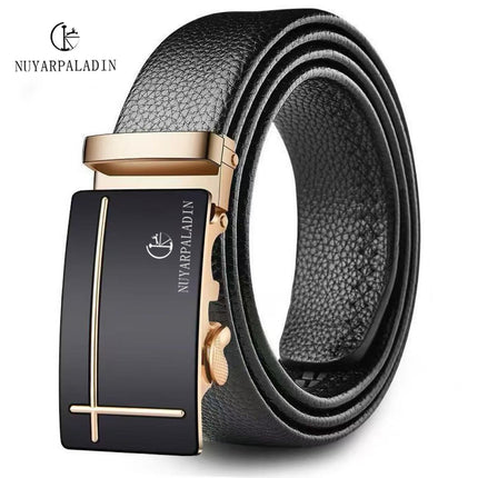 Authentic Leather Belt for Men, Automatic Buckle, Casual Business Trendy New Versatile Belt for Young and Middle-Aged Men