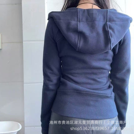Lulu Original Scuba Cardigan Full Zipper Slim Long-Sleeved Hoodie Hooded Jacket Jacket Sweatshirt Women's Top