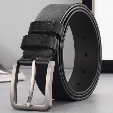 Men's Vintage Leather Belt with Pin Buckle, Foreign Trade Business Fashion Casual Japanese-Style Alloy Buckle Waist Belt, Factory Direct Delivery