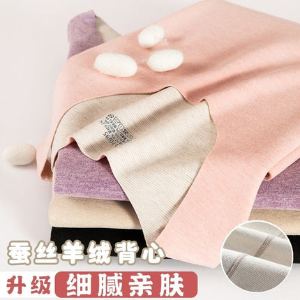 Women's AB Face Seamless Thermal Underwear Vest Women's Two-color Base Shirt Crewneck Vest Cashmere Silk Women's Vest