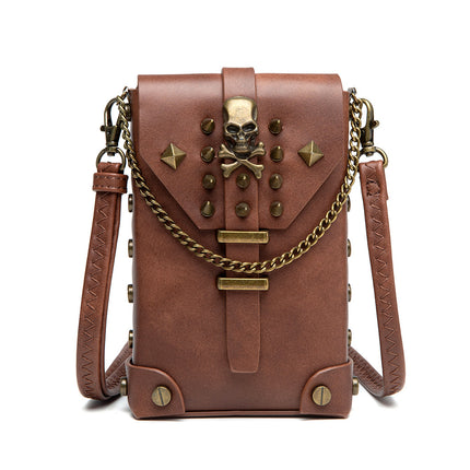 TEMU Cross Border Medieval European and American Retro Women's Crossbody Bag Personalized Mini Punk Rivet Single Shoulder Mobile Phone Satchel