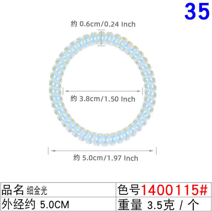 Outer Diameter 4cm Black Phone Cord Hair Tie Korean Hair Tie Hair Rope Transparent White Rubber Band Wire Coil Headwear