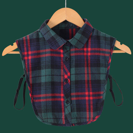 Autumn and Winter All-match Sanding Plaid Shirt Fake Collar Decorative Collar Lining Collar Thickened Women's College-style Multifunctional Collar