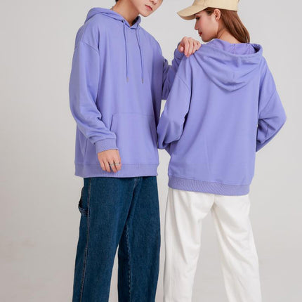 American fashion brand 260g pullover casual loose hooded sweater dopamine solid color heavy shoulder hoodie in spring and autumn