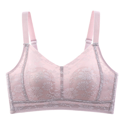 Large Chest Small Underwear Women's Thin Seamless Full Cup Breast-closed Anti-sagging Small Ultra-thin Lace Bra