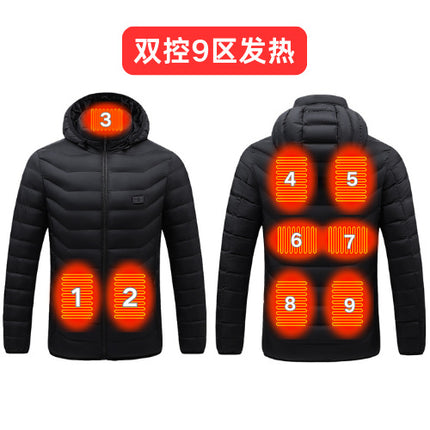 Cross-border heating clothing smart USB charging heating constant temperature warm coat manufacturers in stock heating cotton-padded jacket