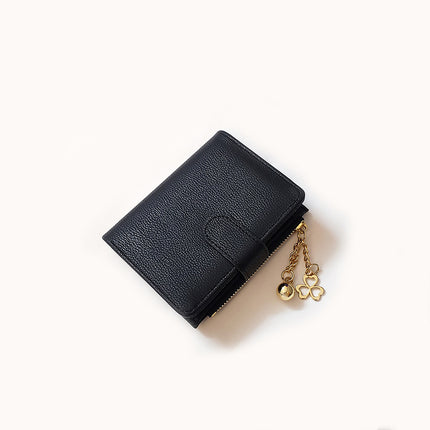 ins New Solid Color Single Zipper Large Capacity Women's Clutch Bag Short Coin Purse Fashionable Cute OL Card Bag