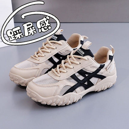 2025 New Summer Single Mesh Breathable Women's Shoes Lightweight Non-Slip Sports Shoes Soft Sole Soft Surface Dad Shoes Small White Shoes