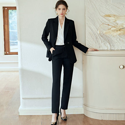 Spring and Autumn New One Button Suit Set Temperament Goddess Fan Sales Office Work Clothes White Collar Business Wear Dress Dress OL