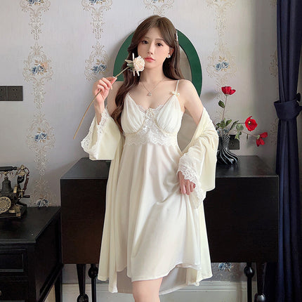 2024 gold velvet pajamas women's autumn new two-piece pajamas with chest pad sexy long sleeve warm pajamas wholesale
