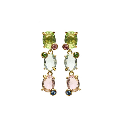 Beating Heart Sugar Cube Earrings Green Crystal Earrings Women's Niche Light Luxury Personalized Fashion High-End Design Earrings