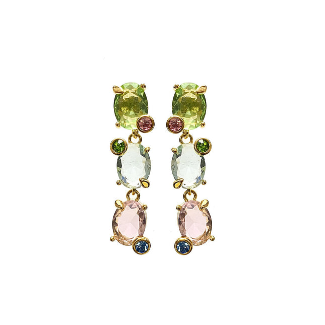 Beating Heart Sugar Cube Earrings Green Crystal Earrings Women's Niche Light Luxury Personalized Fashion High-End Design Earrings
