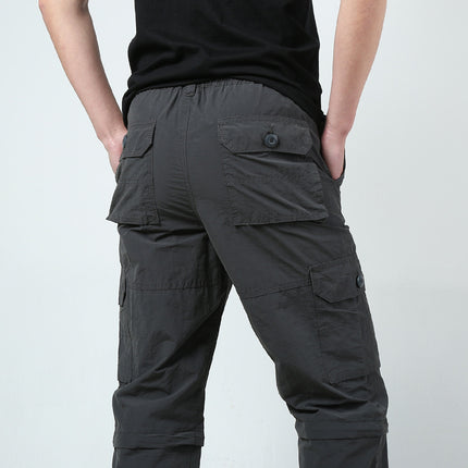 Lang Buckle Summer Outdoor Casual Trousers Men's Loose plus size Multi-Pocket Overalls Removable Quick-Dry Double-Cut Shorts