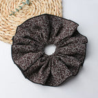 Floral large intestine hair tie-khaki black edge