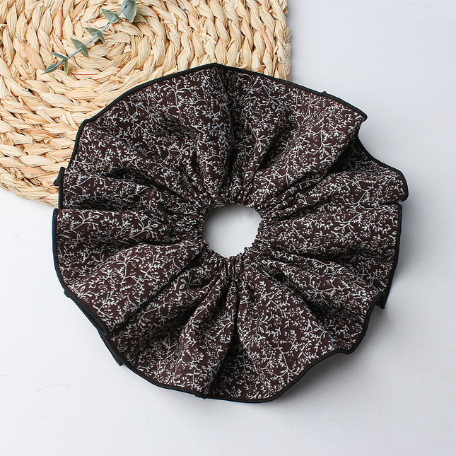 Korean Retro Niche Floral Scrunchie Black High-End Hair Tie 2025 New High-Quality Versatile Hair Accessory