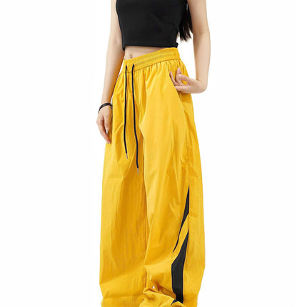Summer Trendy Simple Style Lightweight Relaxed Casual Pants Unisex Loose Floor-Length Wide-Leg Long Pants