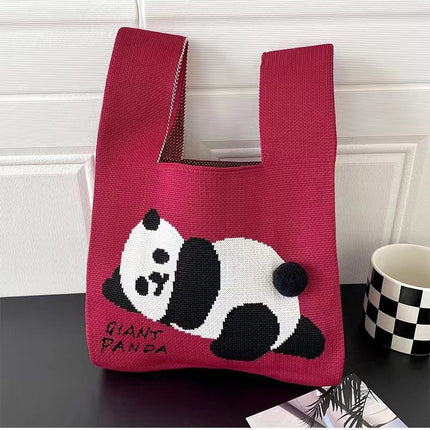 National Treasure Series Panda Knitted Bag Cute Tote Bag Panda Travel Souvenir 2023 New National Trend Bag