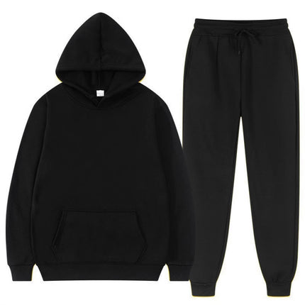 Men's suit Foreign Trade Cross-border Sports Sweater Pullover Sweater Fleece Fashion Solid Color Men's Hoodie Two-piece Set