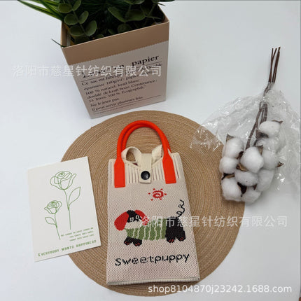 Girl's Heart-Shaped Knitted Crossbody Bag