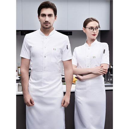 Special work clothes for chefs men's short-sleeved breathable catering kitchen canteen hotel cooking chef clothes custom logo