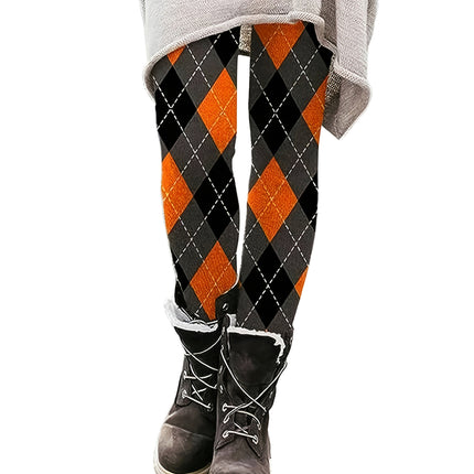 Cross-border Amazon wish diamond plaid printed leggings fall/winter Joker close-fitting pencil pants expanded size S-4XL