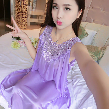Sex Lingerie Sexy Pajamas Women's Summer Nightdress Lace Sleeveless Loose plus size Pajamas Sexy Pure Sex Clothes