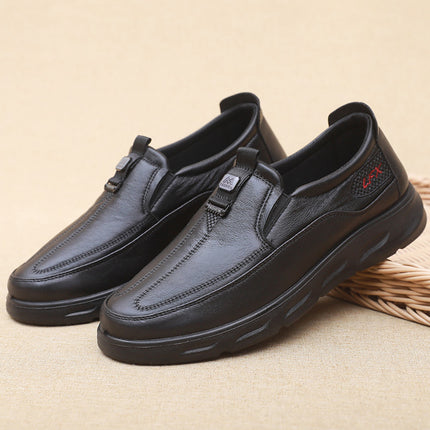 Old Beijing Cloth Shoes Men's Single Shoes Waterproof Breathable Imitation Leather Shoes for Middle-aged and Elderly Dad Shoes Lightweight and Comfortable Business Casual Shoes