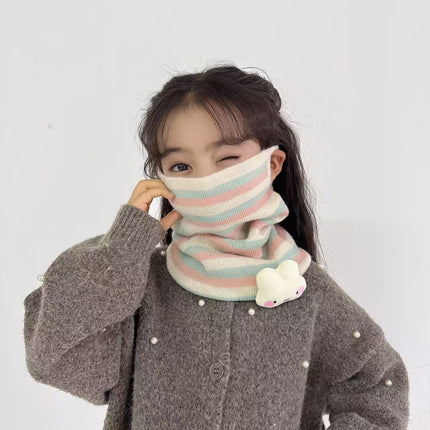 Autumn and winter striped children's scarf warm all-match knitted baby's scarf Korean version of boys and girls wool neck sleeve