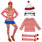 9006 adult women's costume set [hat + pom-pom + glasses + top + socks] / S