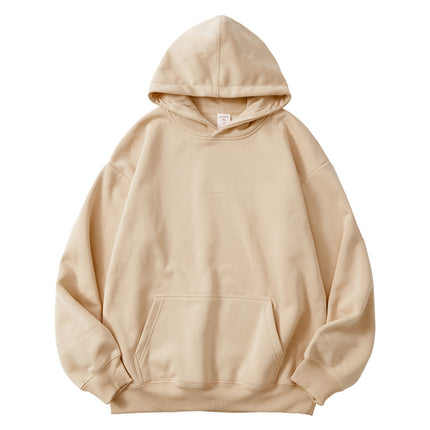2025 Autumn/Winter 1334 Style Loose Casual 350g Fleece Solid Color Fleece-Lined Thick Pullover Hoodie