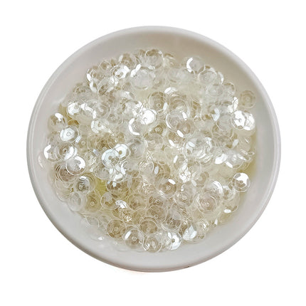 6MM round curved surface hole PVC sequins jewelry accessories concave and convex surface wholesale flat bottom hexagonal sewing clothing beads