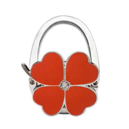 Spot Four-Leaf Clover Hanging Foldableing Portable Bag Hook Clover Pure Color Table Bag Hanging Device Handbag Bag Hook